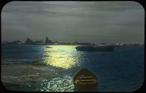 Image of Sunlight on Water, Dory and Icebergs